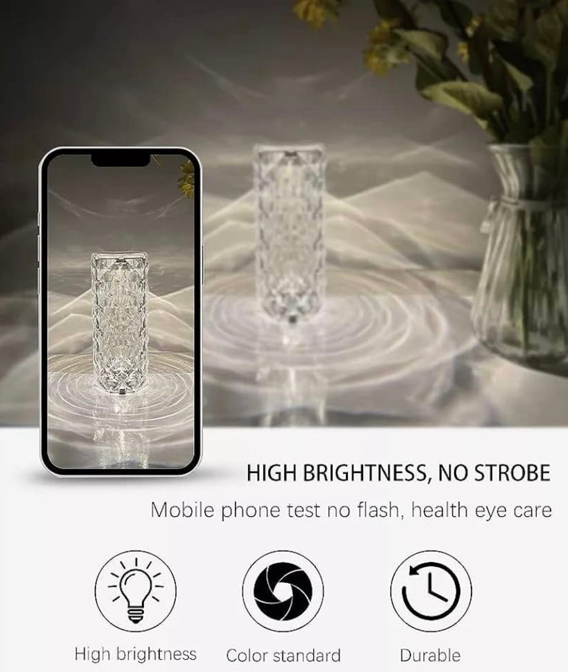 Crystal Diamond Table Lamp | 16-Color RGB LED Night Light | USB Rechargeable Crystal Rose Lamp with Remote & Touch Control | Bedroom & Home Decor