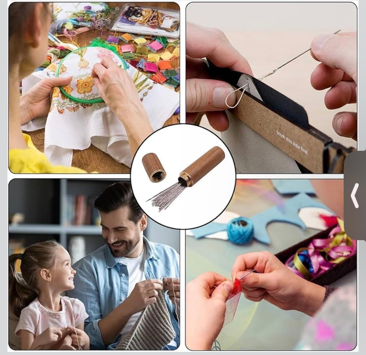 Self-Threading Needles Set (30 pcs) | Quick Threading Sewing Needles With Wooden Storage Case | Easy Thread, Stainless Steel Quilting Needles