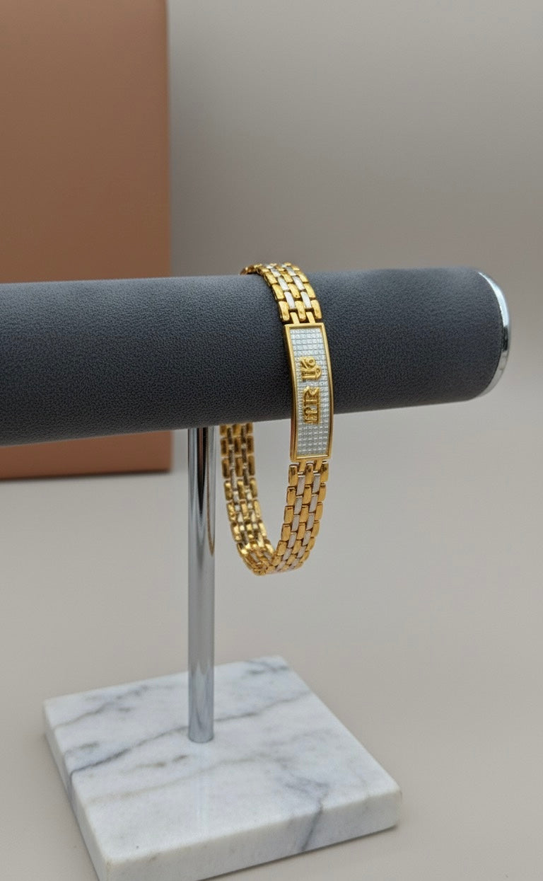 Men’s Premium 2-in-1 Bracelet Combo – Gold & Silver-Tone Alloy Fashion Jewelry