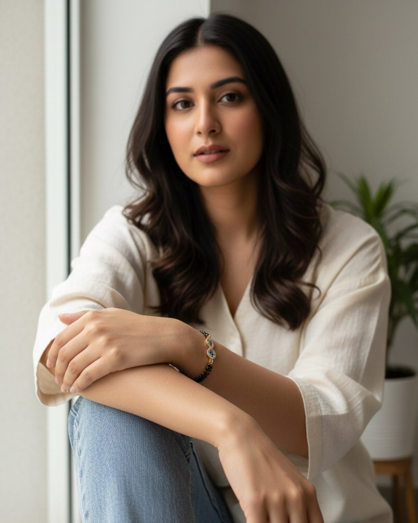 Evil Eye Mangalsutra Bracelet for Women | Infinity Black Beaded Adjustable Bracelet