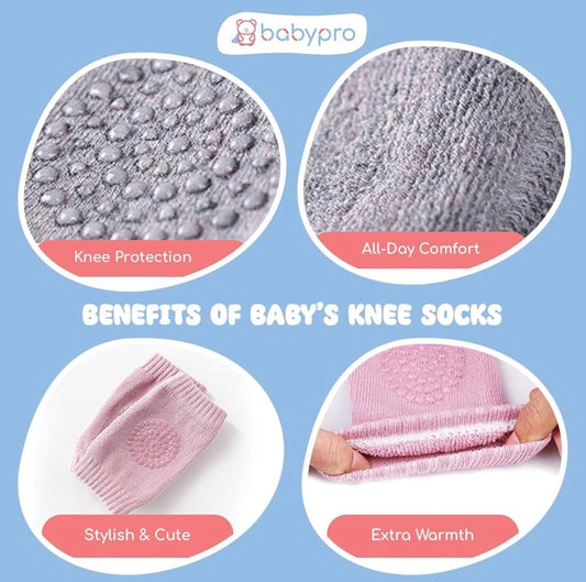 Baby Cotton Crawling Knee Pads | Anti-Slip Soft Knee Protectors for Babies SET OF 3 PAIRS