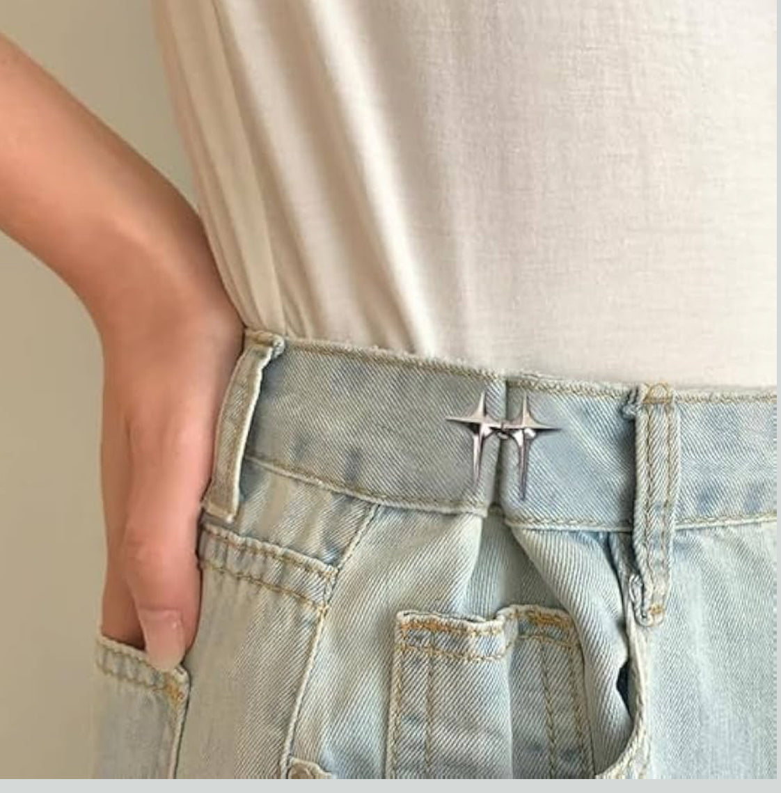 Metal Star-Shaped Jeans Waist Tightener Clip (2 PCS SET)