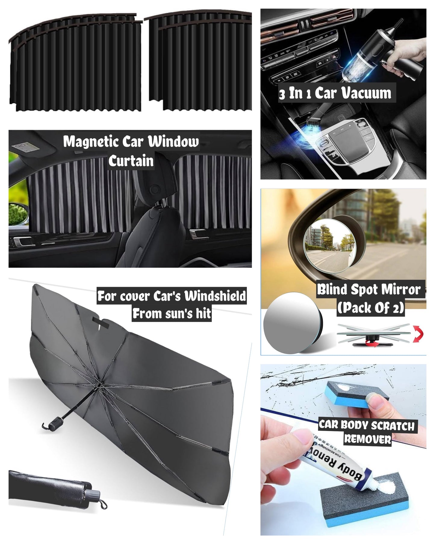 “360° Adjustable HD Blind Spot Mirror for Cars | Waterproof Wide Angle Rearview Mirror | Universal Side Mirror Attachment with 3M Adhesive (Pack of 2)”