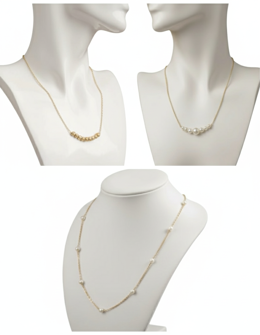 Elegant Pearl & Gold Bead Necklace for Women | Minimal Daily Wear Jewellery