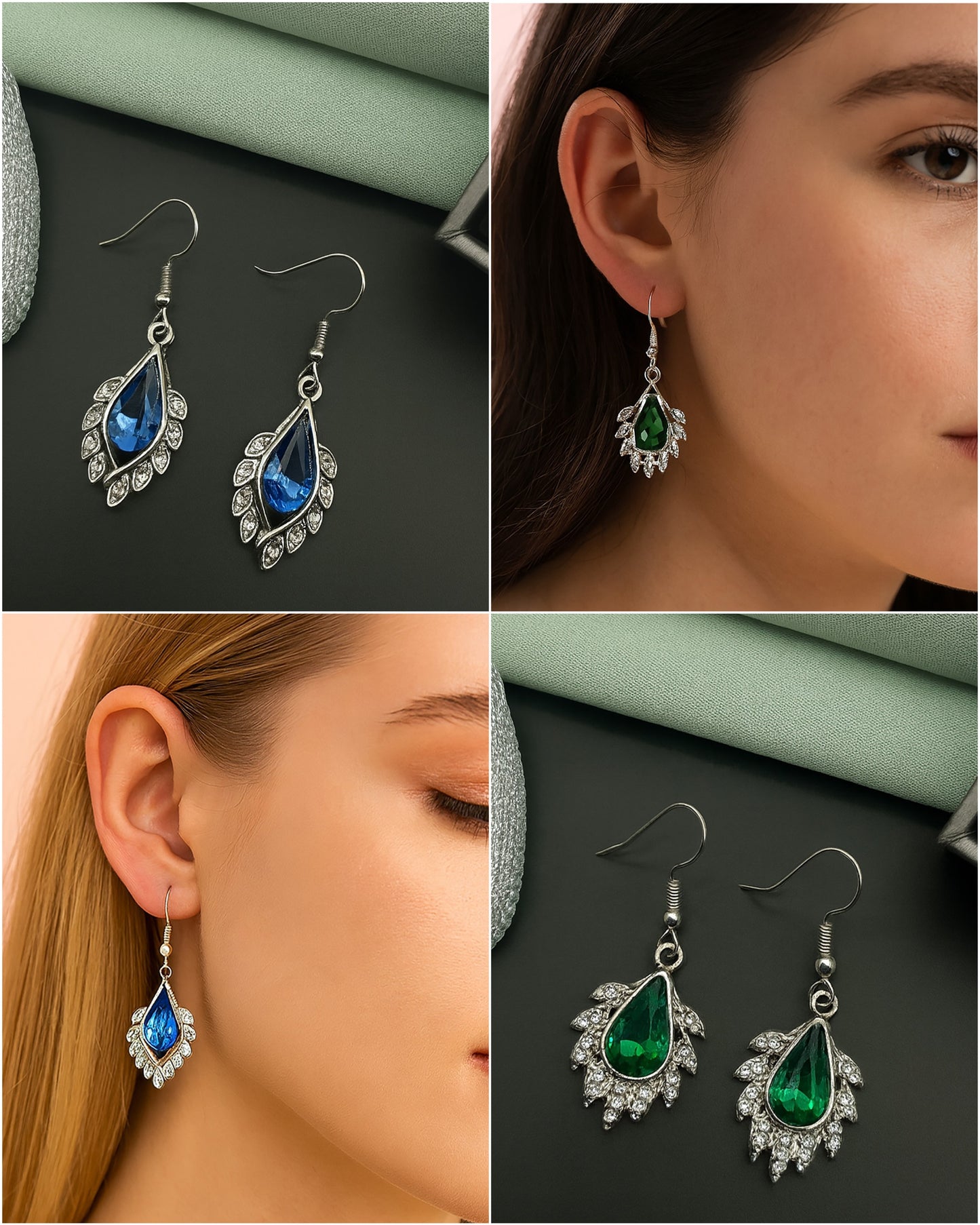 💎 Elegant Teardrop Gemstone Earrings - 2 IN 1 COMBO!