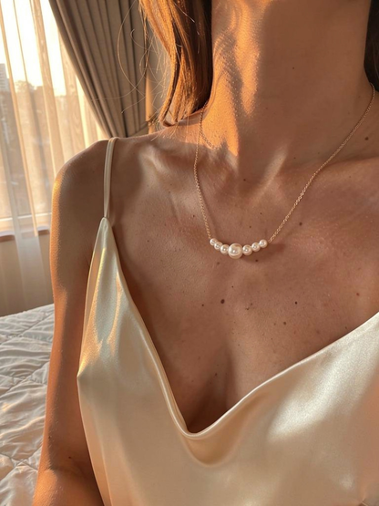 Elegant Pearl & Gold Bead Necklace for Women | Minimal Daily Wear Jewellery