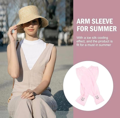 Women Ice Silk Sun Protection Arm Sleeves | UV Resistant Fingerless Cooling Gloves for Summer