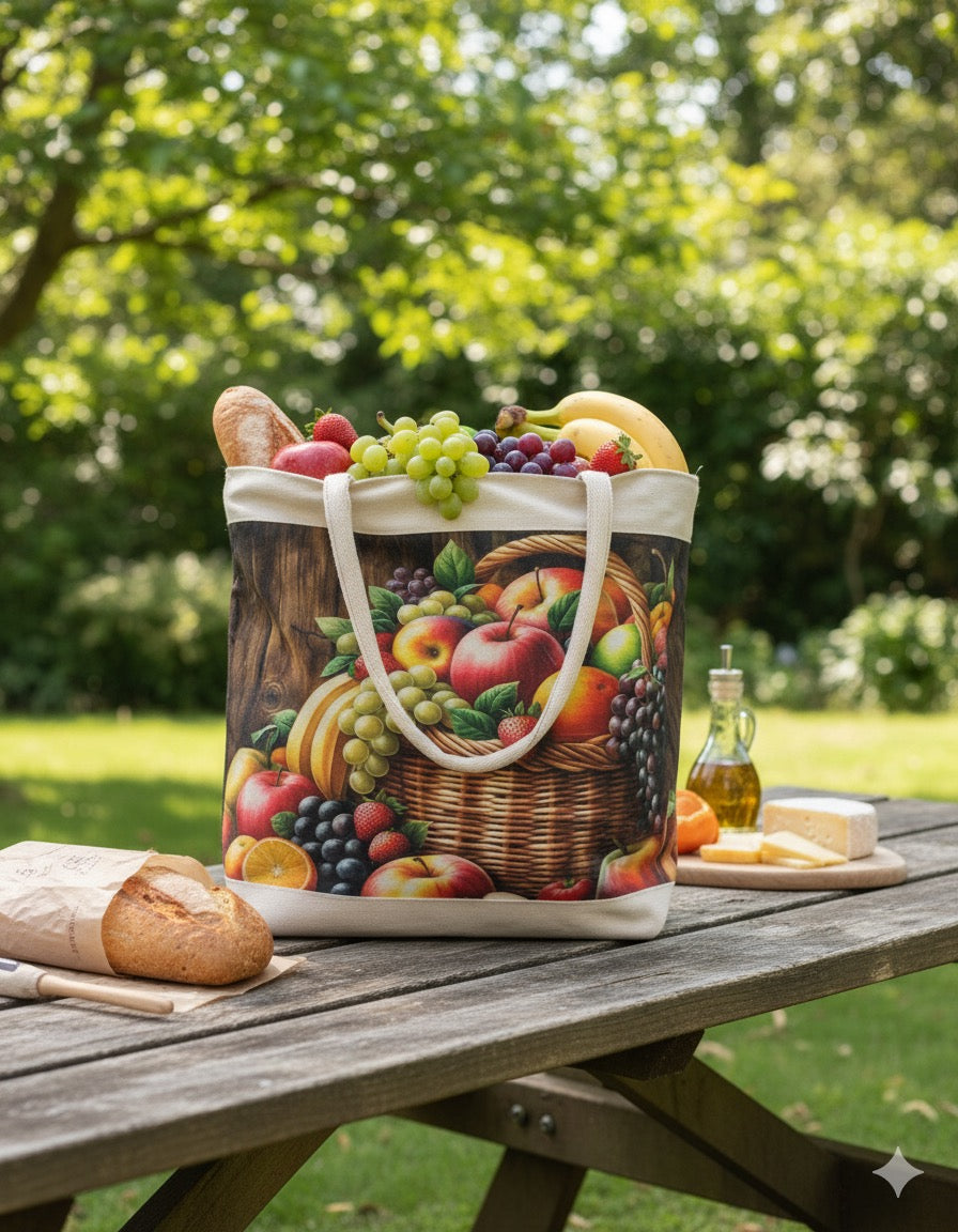 🍎 Abundance Harvest Fruit Basket Tote Bag