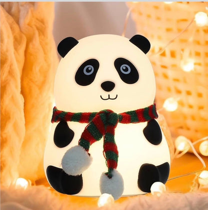 Cute Panda Night Lamp for Kids | 7-Color LED Rechargeable Nursery Night Light | Soft Silicone Baby Sleeping Lamp