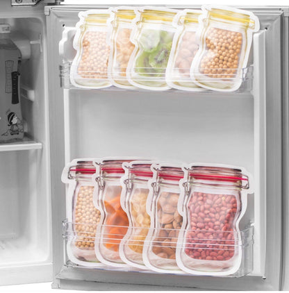 Reusable Mason Jar Zipper Pouch Bags – 6 PCS | Airtight, Leak-Proof, Freezer Safe Food Storage Bags