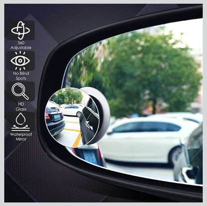 “360° Adjustable HD Blind Spot Mirror for Cars | Waterproof Wide Angle Rearview Mirror | Universal Side Mirror Attachment with 3M Adhesive (Pack of 2)”