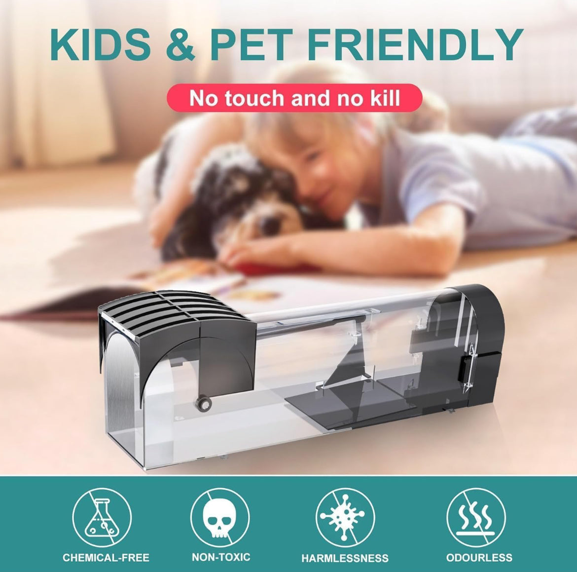 Humane Mouse Trap Large Size | Reusable No-Kill Rat Catcher | Safe Non-Toxic Automatic Sensitive Locking Cage