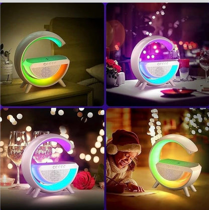 G-Shape LED Wireless Charging Speaker Lamp | 4-in-1 Bluetooth Night Light with Wireless Charger
