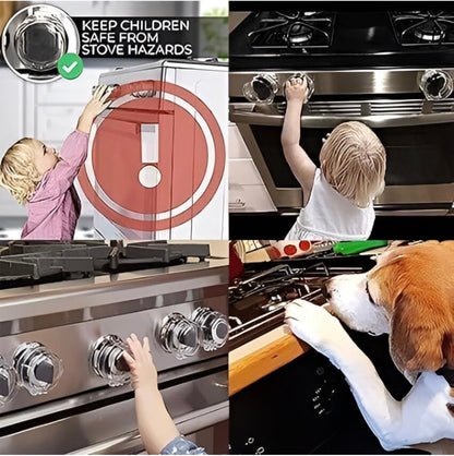 Gas Stove Knob Protector Cover (Pack of 2) | Child Safety Lock for Gas Stove | Heat-Resistant Transparent Knob Guards