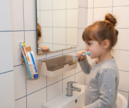 Bathroom Essentials Combo Set – Toothbrush Holder + Toothpaste Cup + Multipurpose Organizer Tray