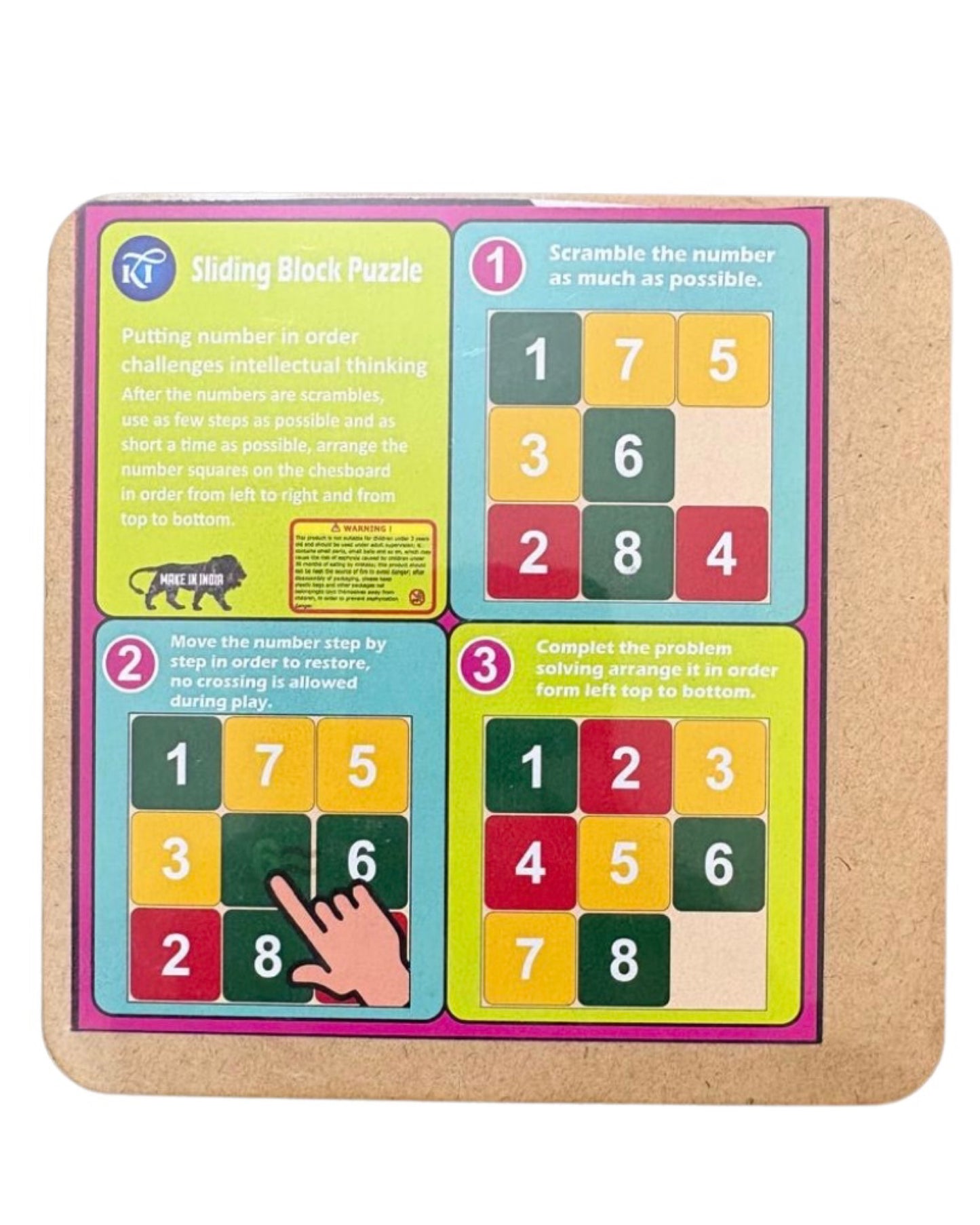 Sliding Number Block Puzzle for Kids – Hard Cardboard Board