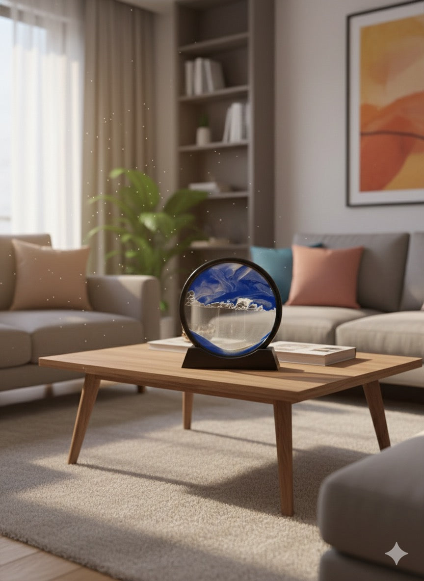 Round Flowing Sand Art Decoration | Rotating Moving Sandscape Frame