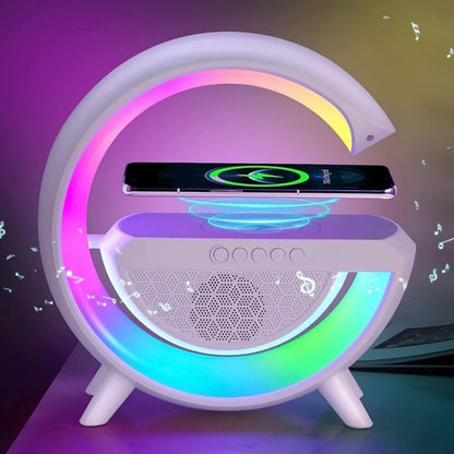 G-Shape LED Wireless Charging Speaker Lamp | 4-in-1 Bluetooth Night Light with Wireless Charger