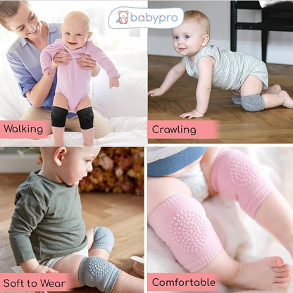 Baby Cotton Crawling Knee Pads | Anti-Slip Soft Knee Protectors for Babies SET OF 3 PAIRS