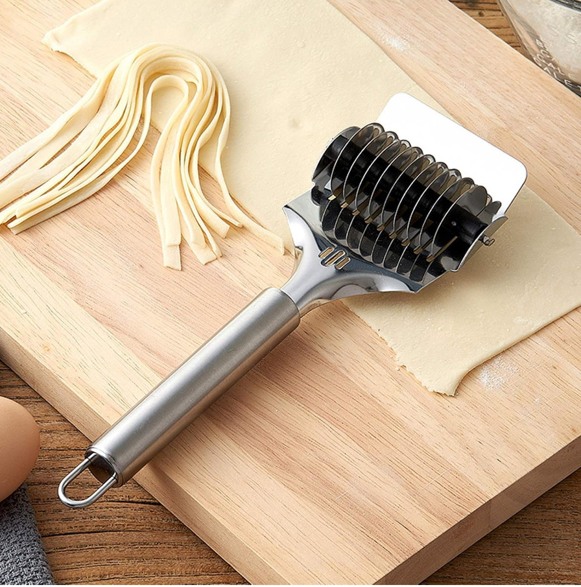 Stainless Steel Multi-Blade Noodle Cutter | Multi-Layer Dough Strip Roller | Pasta & Dough Cutting Tool
