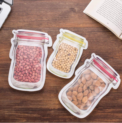 Reusable Mason Jar Zipper Pouch Bags – 6 PCS | Airtight, Leak-Proof, Freezer Safe Food Storage Bags