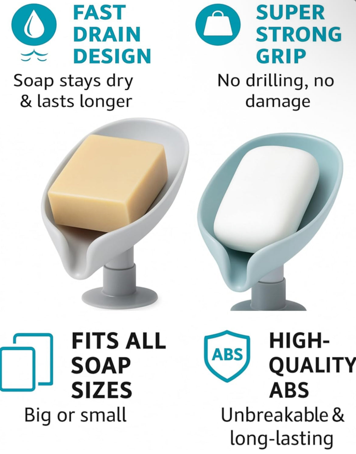 Premium Fast-Drain Soap Stand Holder with Strong Suction Base