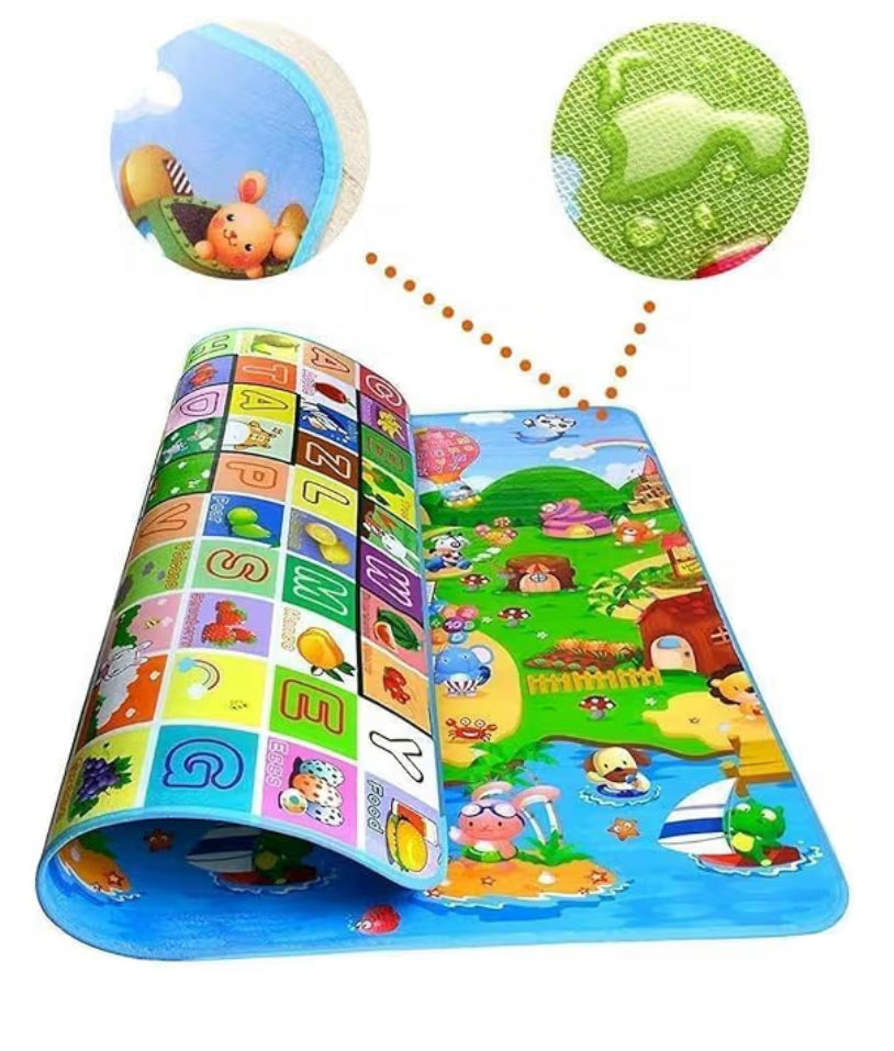 Double-Sided Baby Play Mat – Waterproof, Foldable & Cushioned Learning Activity Mat