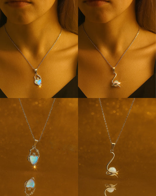 Fiery Opal Pendant and Swan/Bird Pendant - 2-in-1 Combo Offer