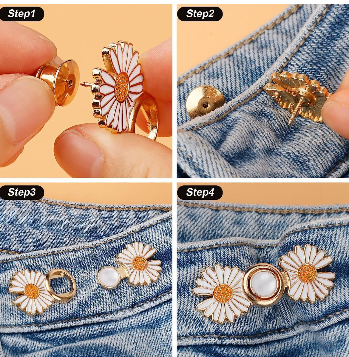 Daisy Shape Adjustable Jeans Button (No-Sew) (2 PCS SET)