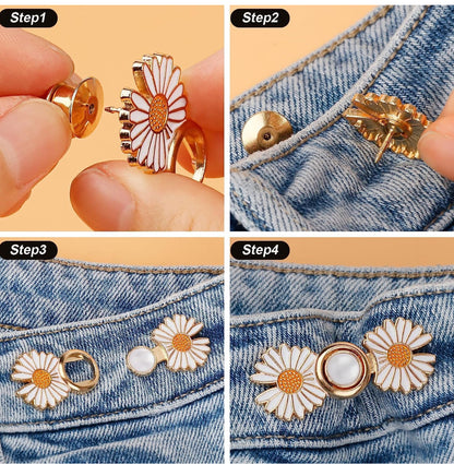 Daisy Shape Adjustable Jeans Button (No-Sew) (2 PCS SET)