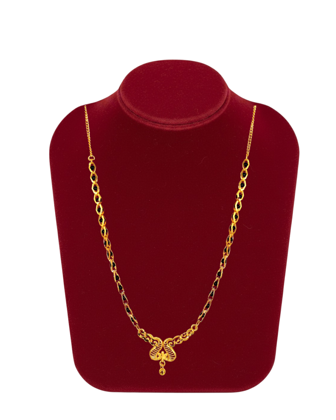 Gold-Tone Black Bead Chain Necklace – Stylish Alloy Fashion Jewelry