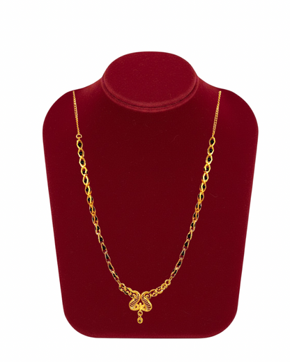 Gold-Tone Black Bead Chain Necklace – Stylish Alloy Fashion Jewelry