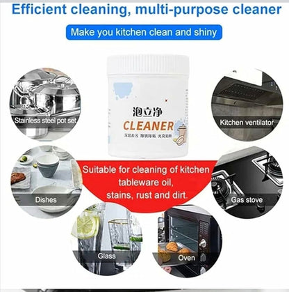 Kitchen Multi-Purpose Foam Cleaning Powder – Rust, Oil & Stain Remover for Gas Stove, Utensils & Surfaces