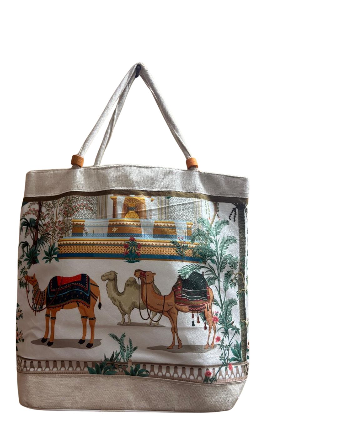 🐪 Rajasthani Desert-Inspired Camel Print Tote Bag