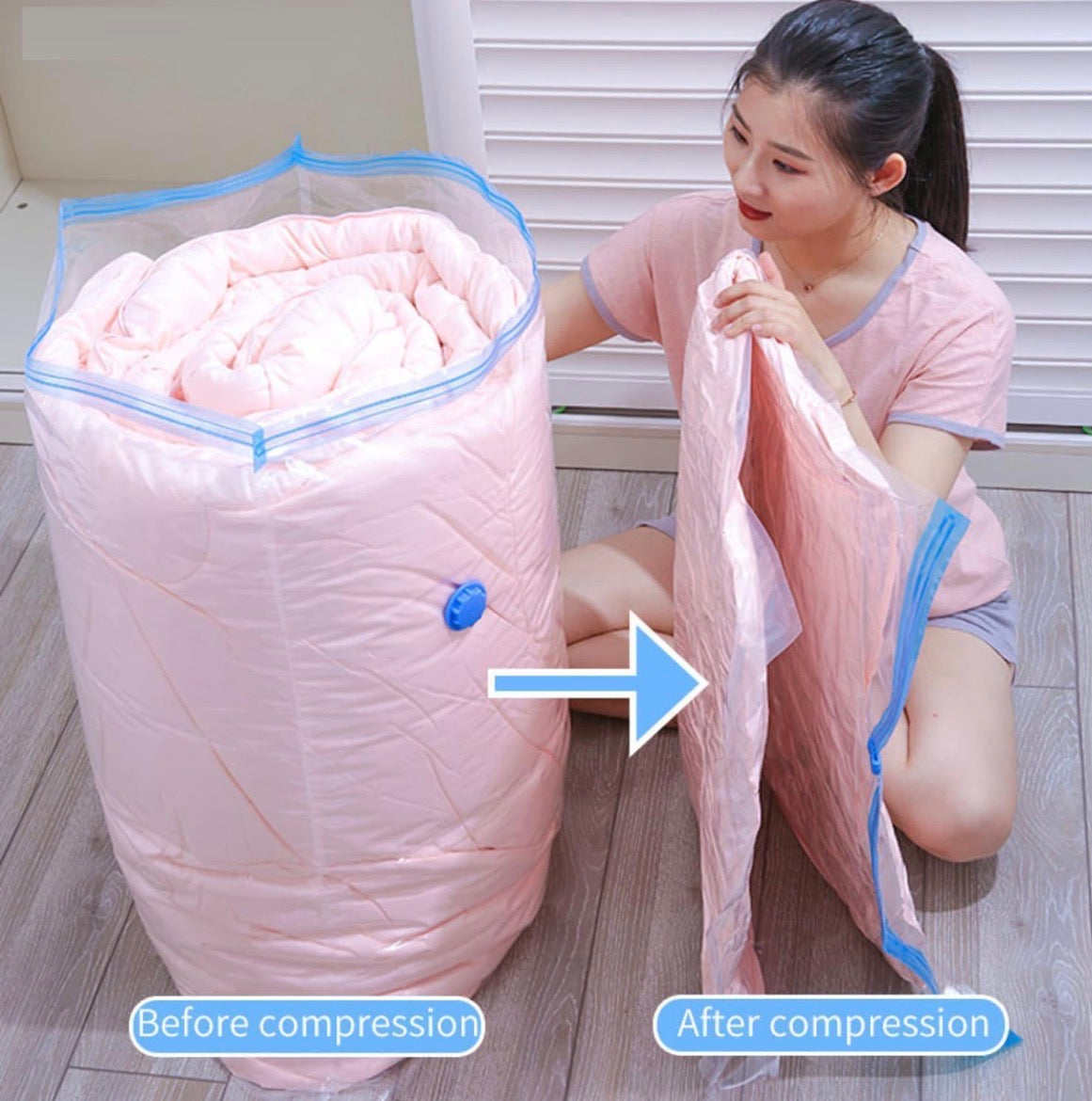 Vacuum Storage Bags Space Saver – Pack of 5 Reusable Compression Bags with Hand Pump(10 pcs)