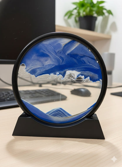 Round Flowing Sand Art Decoration | Rotating Moving Sandscape Frame