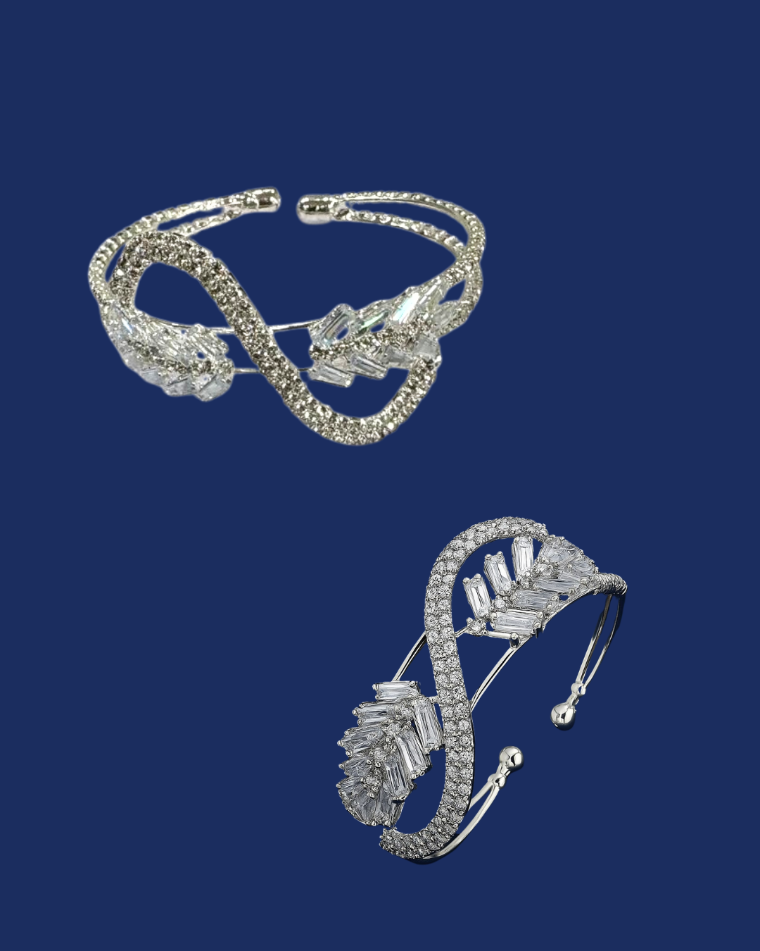 Silver Crystal Open Cuff Bracelet – Premium Fashion Jewelry