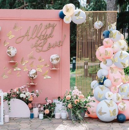 3D Gold Butterfly Wall Stickers – 12 Pcs Metallic Butterfly Home Decor