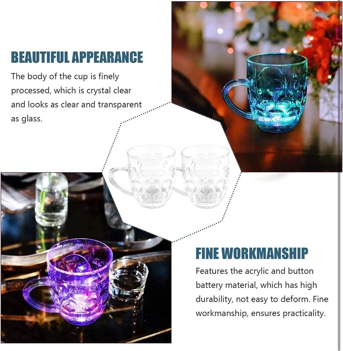 LED Light Mug – Color Changing Glow Cup for Drinks & Parties( pack of 2 pcs)