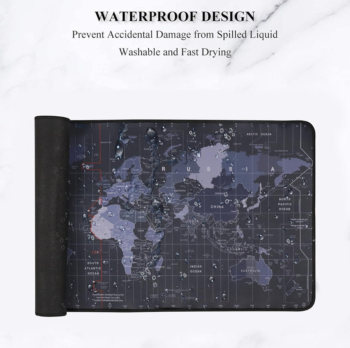 Large Extended World Map Mouse Pad 60×30 cm | Waterproof Desk Mat | Anti-Slip Gaming & Office Mousepad