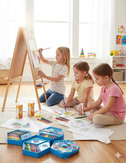 46-in-1 Art Station for Kids – Colors, Crayons & Water Paints