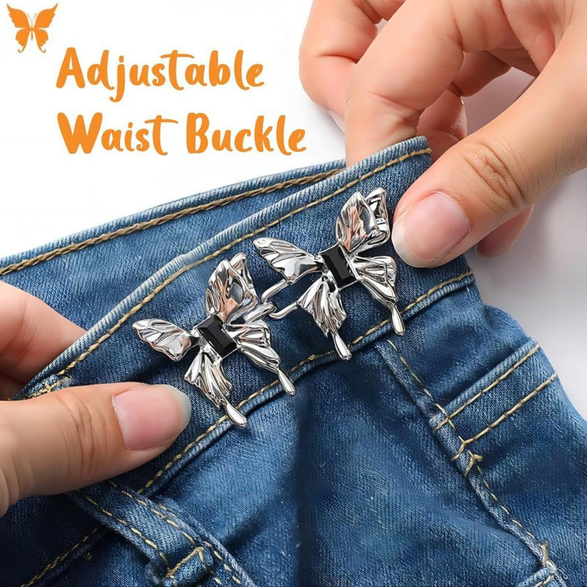 Butterfly Adjustable Waist Buckle Clip for Jeans – No Sewing Instant Waist Tightener