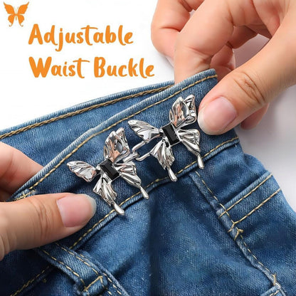 Butterfly Adjustable Waist Buckle Clip for Jeans – No Sewing Instant Waist Tightener