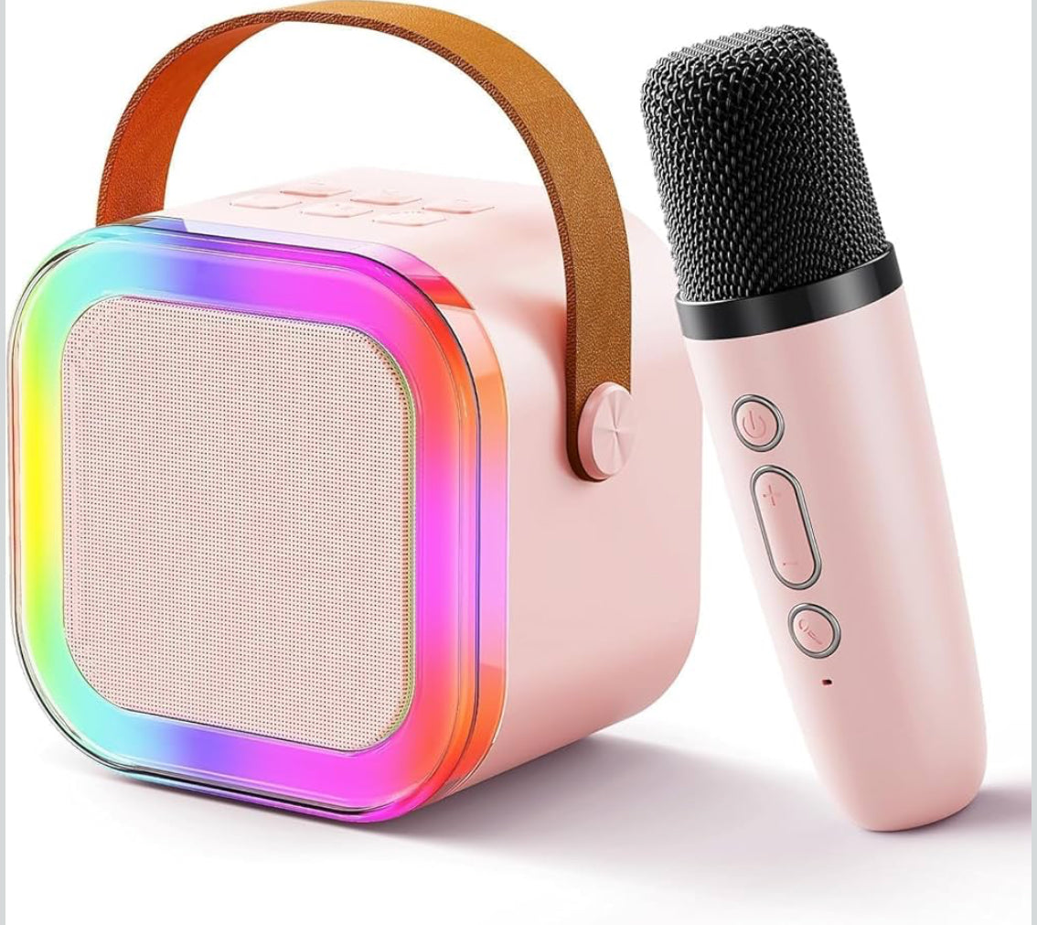 All-in-One Portable Karaoke Machine with Mic & RGB Lights – Wireless Bluetooth Speaker for Kids & Family