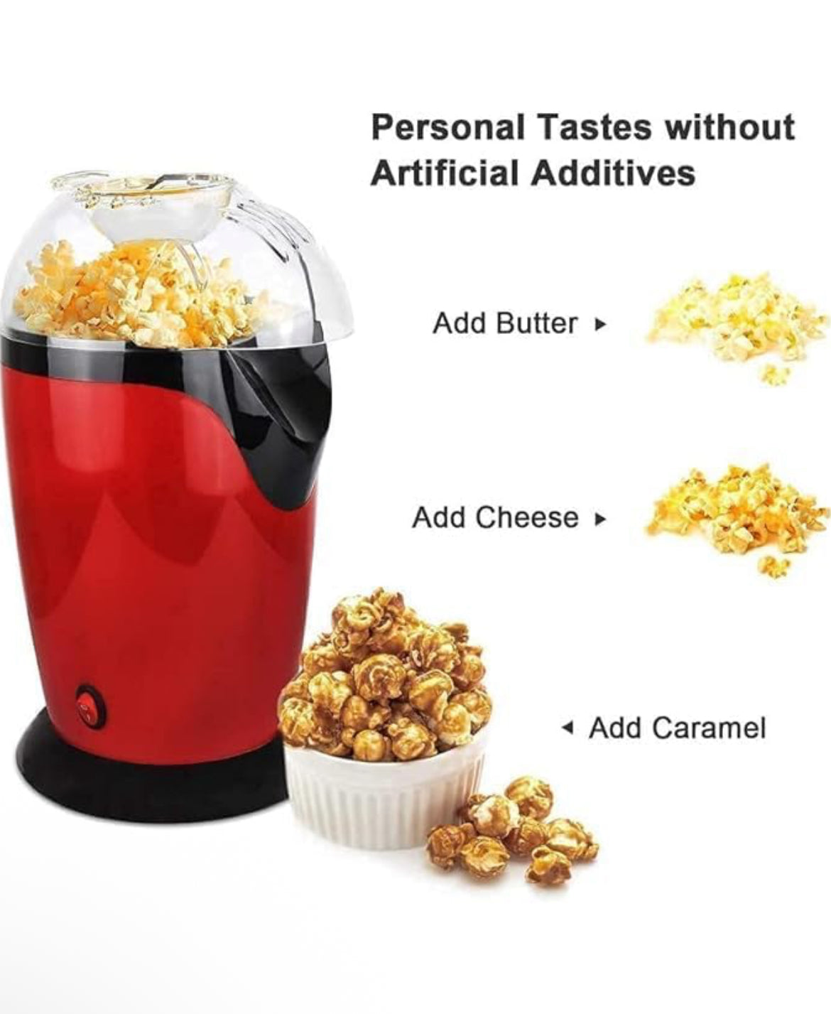 Hot Air Popcorn Maker Machine – Oil-Free, Fast 3-Min Popcorn Maker | Home Snack Maker