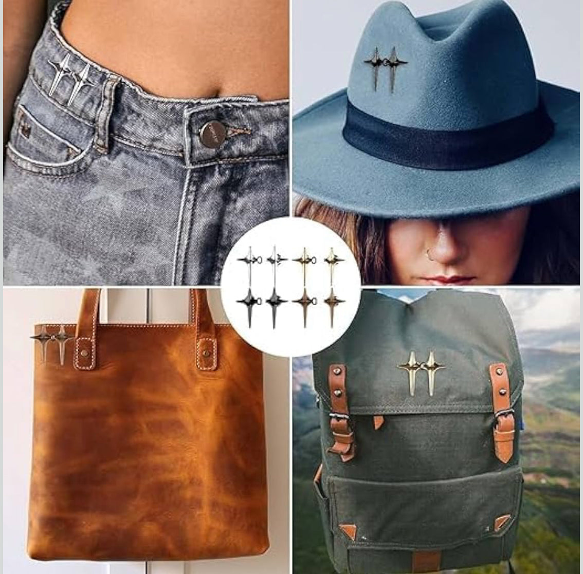 Metal Star-Shaped Jeans Waist Tightener Clip (2 PCS SET)