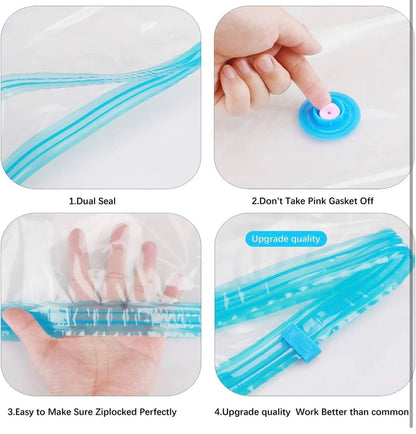 Vacuum Storage Bags Space Saver – Pack of 5 Reusable Compression Bags with Hand Pump(10 pcs)