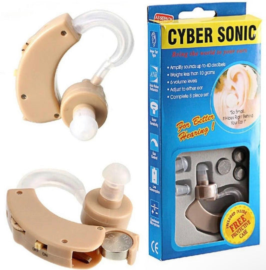Cyber Sonic Hearing Aid Machine | Adjustable Behind-the-Ear Sound Amplifier for Seniors & Adults | 6-Level Volume Control