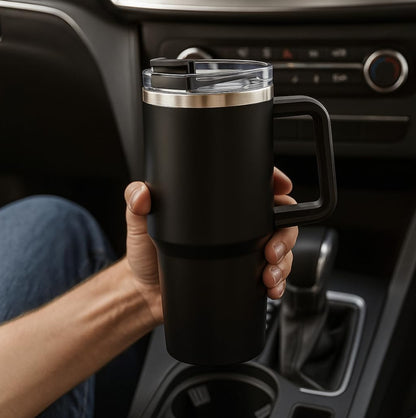 1200ML Stainless Steel Tumbler Cup with Handle & Straw