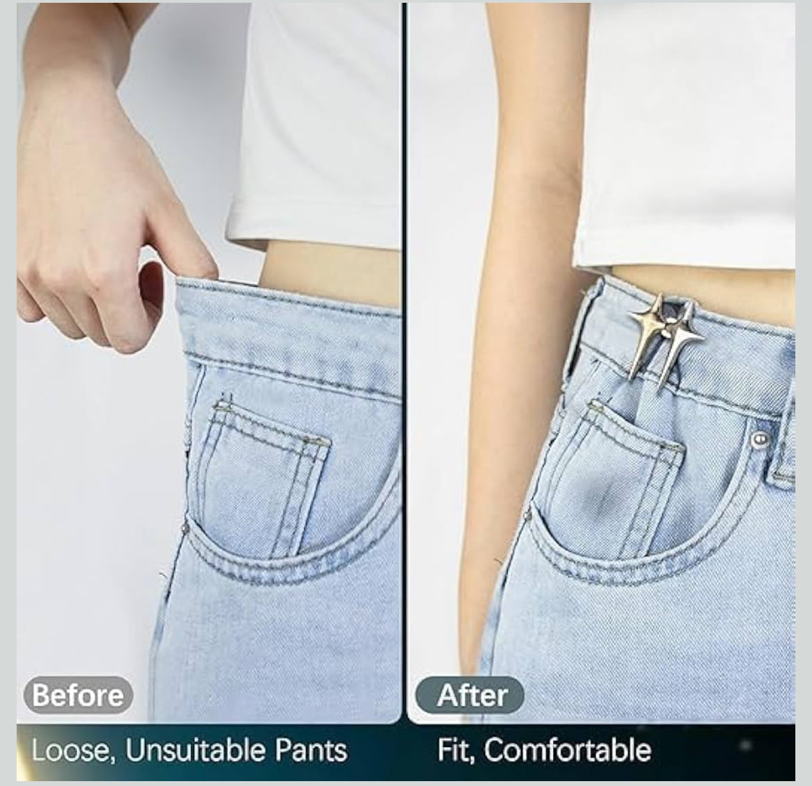 Metal Star-Shaped Jeans Waist Tightener Clip (2 PCS SET)